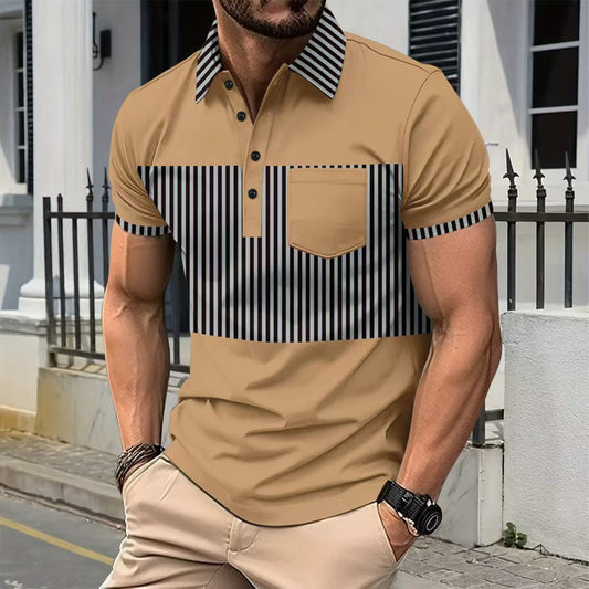 Summer New Short Sleeve Daily Casual Men's Wear Stripe Slim Fit Outer Men's Polo Shirt Short Sleeve