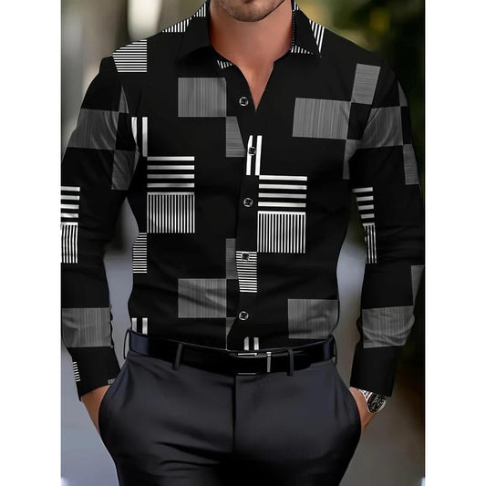 New Men's Formal Checkered Print Button-Up Casual Shirt