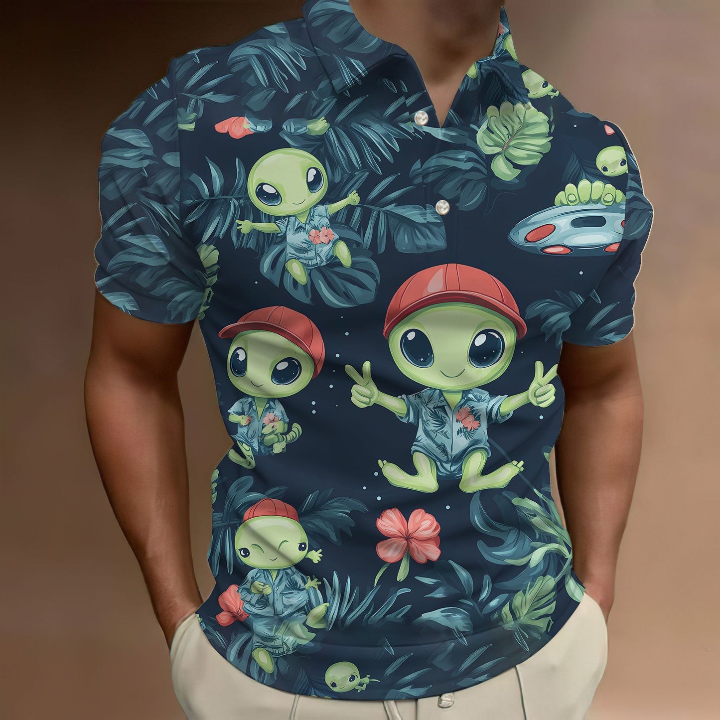 Crocodile Men's Wear Short Sleeve Print Polo Shirt New Style