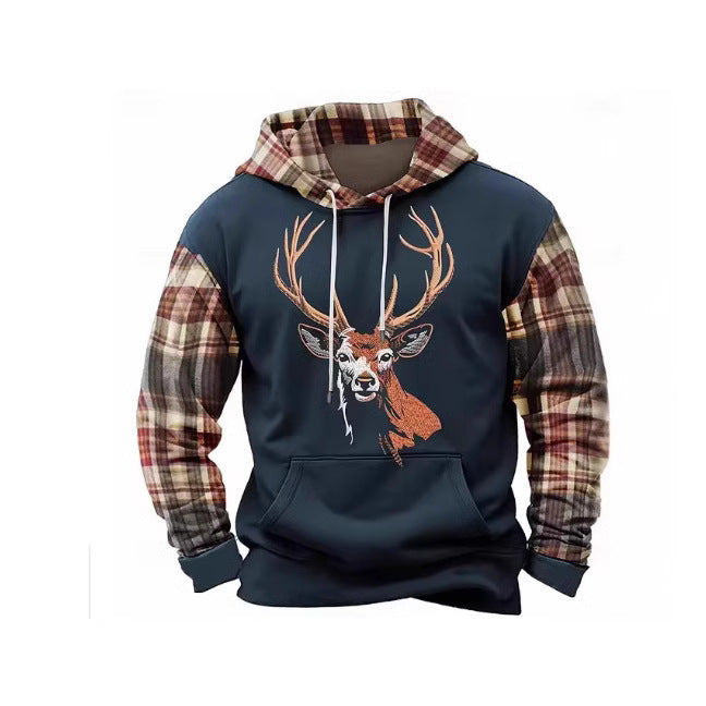 Men's Camo Deer 3D Print Hoodie Plus-Size Casual Wear