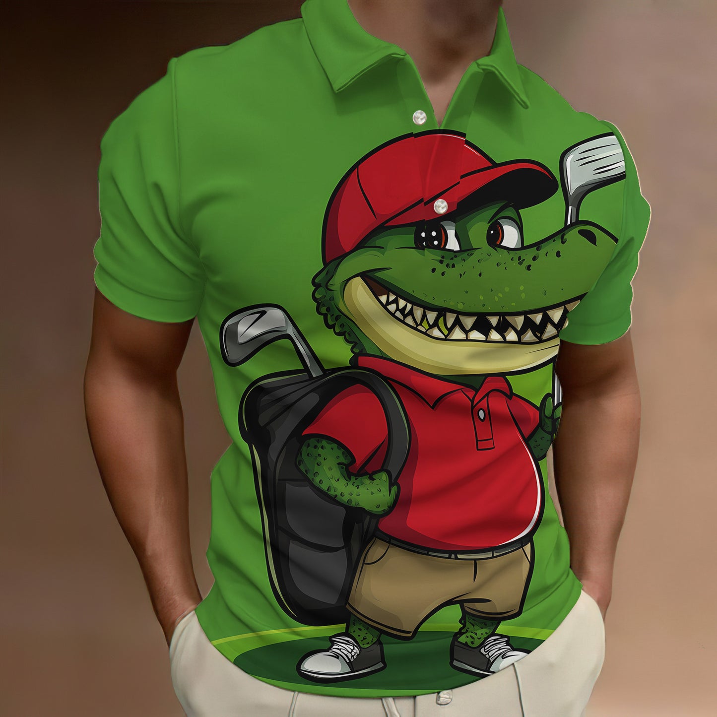 Crocodile Men's Wear Short Sleeve Print Polo Shirt New Style