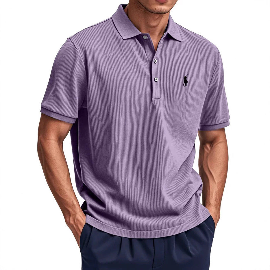 Summer New Men's Wear Casual Button Turn-Down Collar Polo Shirt Men White Black