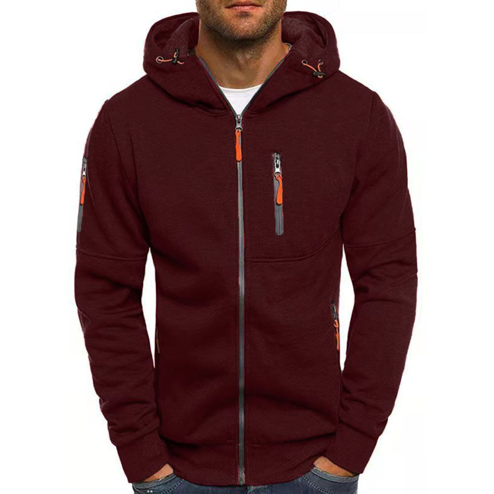 New Oversized Men's Sport Fitness Jacket Casual Arm Zipper Hoodie Open-Front Coat