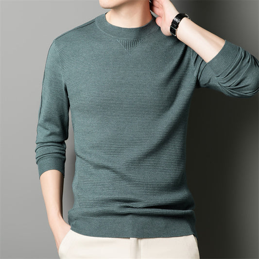 Men's Knit Sweater for Spring/Autumn Trendy Jacquard Knitwear for Young Men