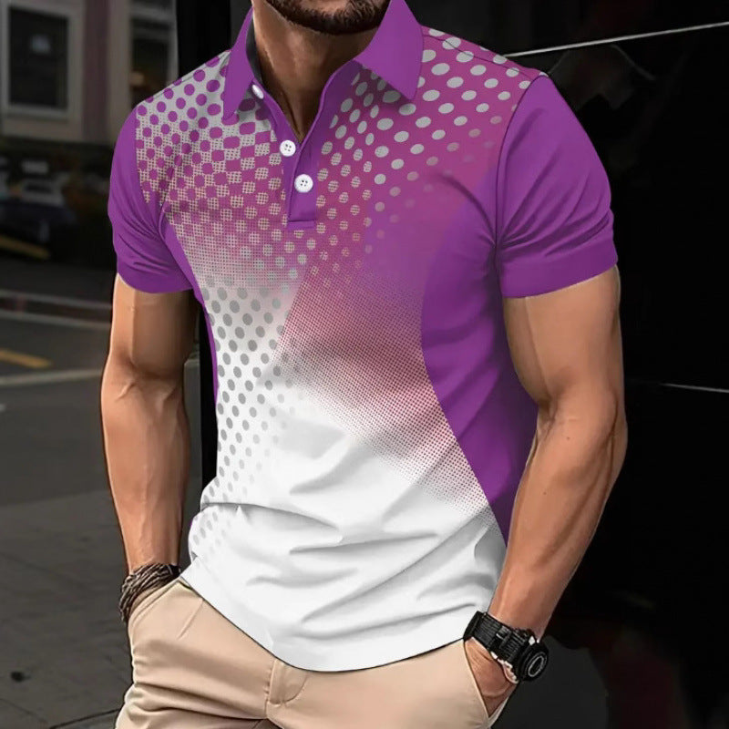 Hot Item Irregular Pattern Gradient Dyed Golf Men's Button Polo Shirt