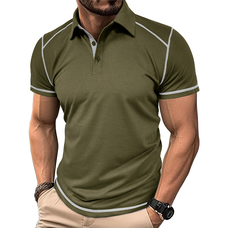 New Summer Men's Wear Short Sleeve Polo Shirt Men's Color-Block Turn-Down Collar Polo Shirt Men
