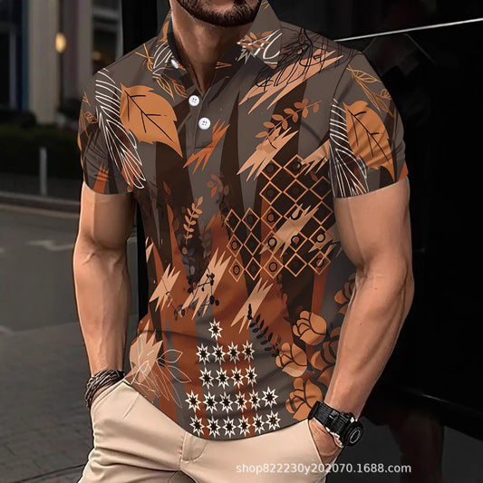 New Arrival Men's Digital Print Summer Polo Shirt Bestseller Source