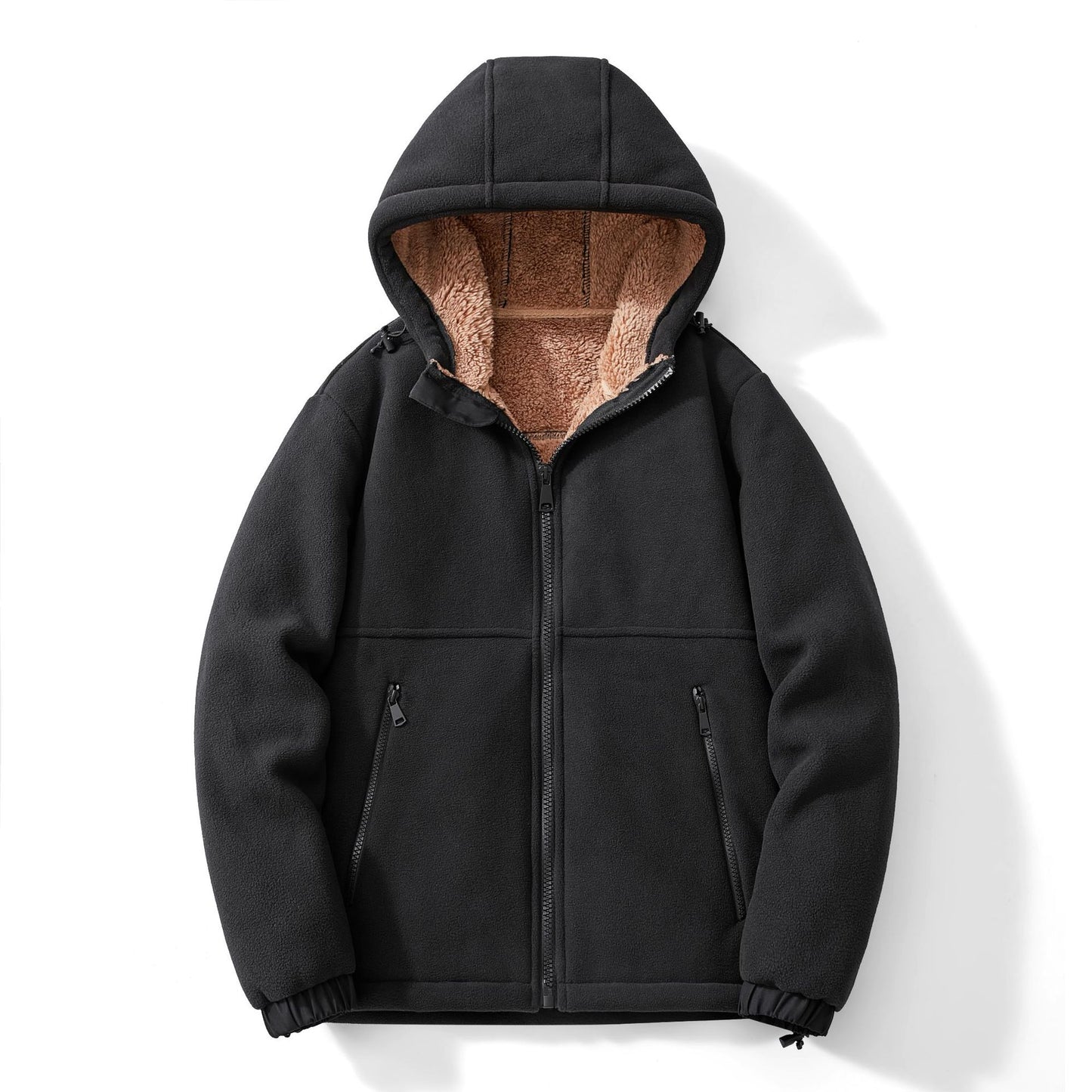 Men's Fleece Jacket New Heavyweight Casual Sherpa-Lined Warm Zip-Up Hoodie