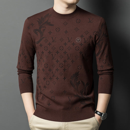 New Korean Style Men’s Slim Fit Round Neck Wool Sweater
