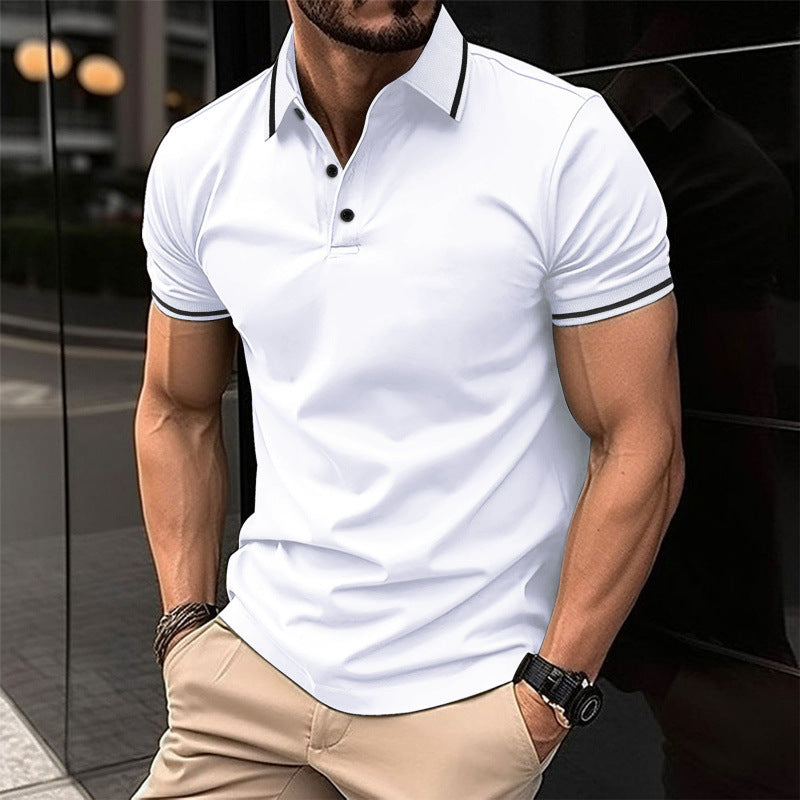 Summer New Men's Sport Casual Turn-Down Collar Short Sleeve Polo Shirt