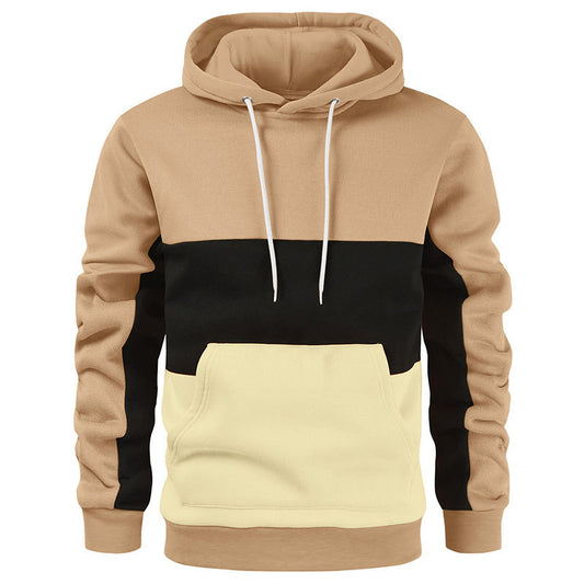 New Men's Color-Block Hoodie Trendy Zip-Up Streetwear