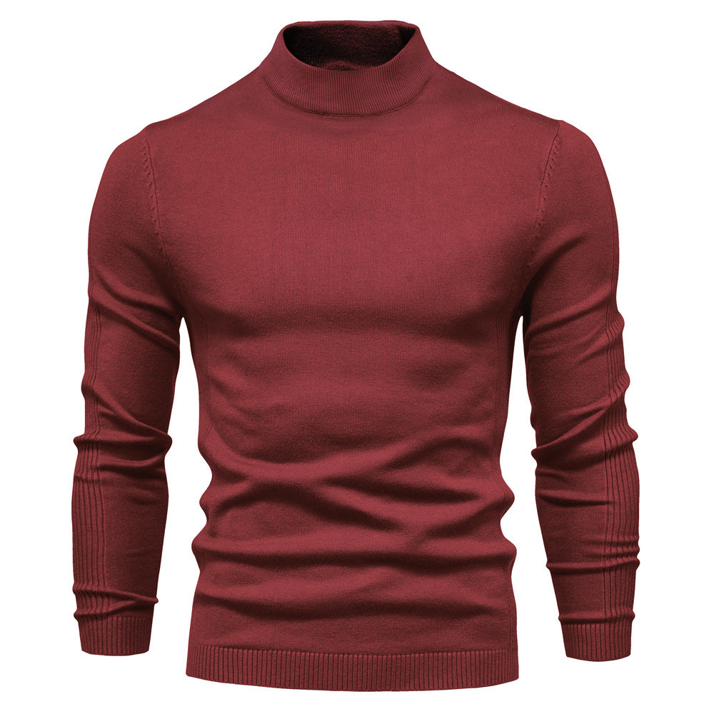 2025 Men’s Thick & Warm Sweater - Slim Fit Mid-Neck Knit Pullover in Multiple Colors