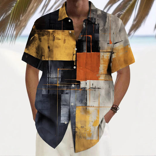 Men's Fashion 3D Digital Print Short Sleeve Shirt
