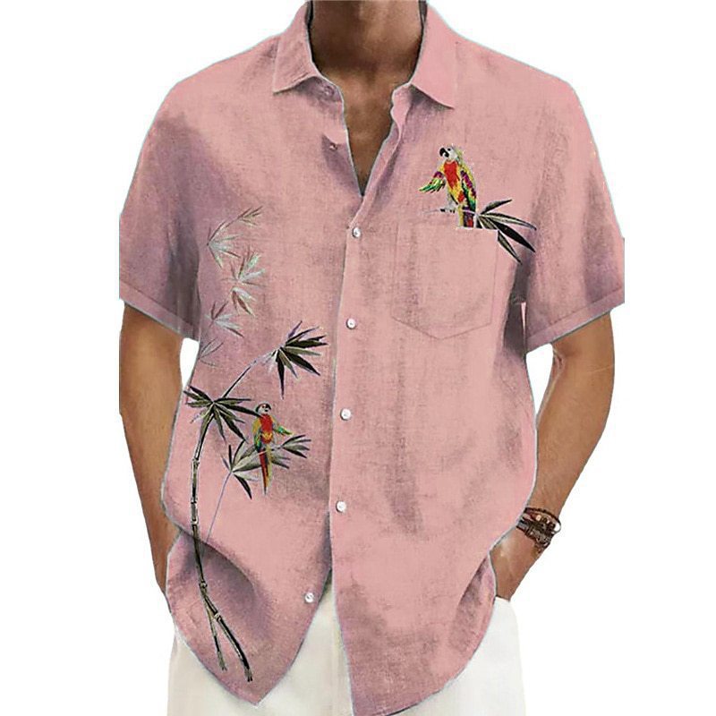 3D Printed Casual Lapel Men's Short Sleeve Shirt Loose Cardigan