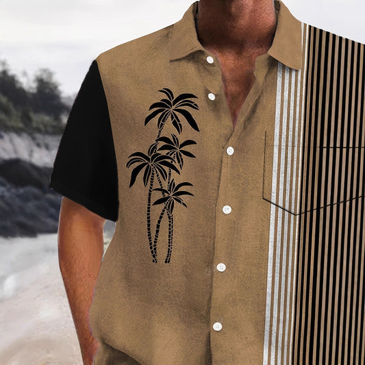 Summer New Men's Casual Fashion Hawaiian Style 3D Digital Print Short Sleeve Shirt Plus Size