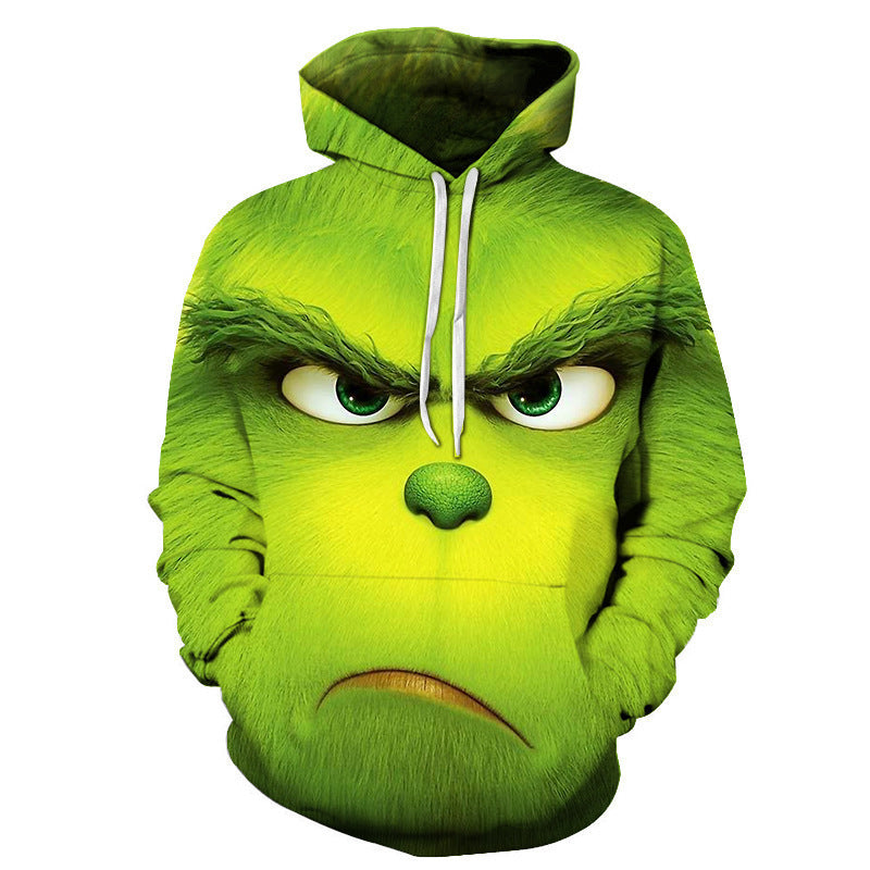 Christmas Grinch Hoodie 3D Digital Print Unisex Casual Long Sleeve Sweatshirt