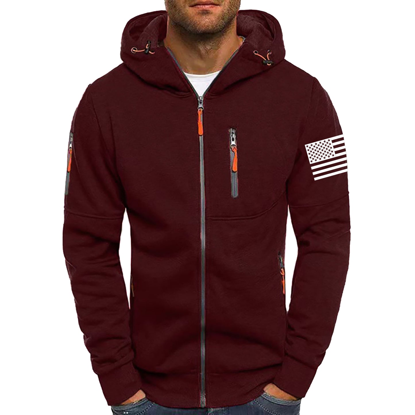 Men's Fitness Zip-Up Hoodie Sporty Casual Pullover