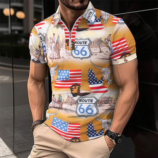 Summer New Men's Wear Digital Print Short Sleeve Hot Item Men's Polo Shirt Short Sleeve Casual Top