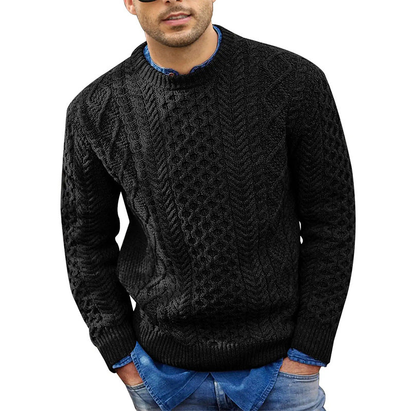 Pink Men’s Slim Fit Cable Knit Pullover – Fashionable Men’s Wear