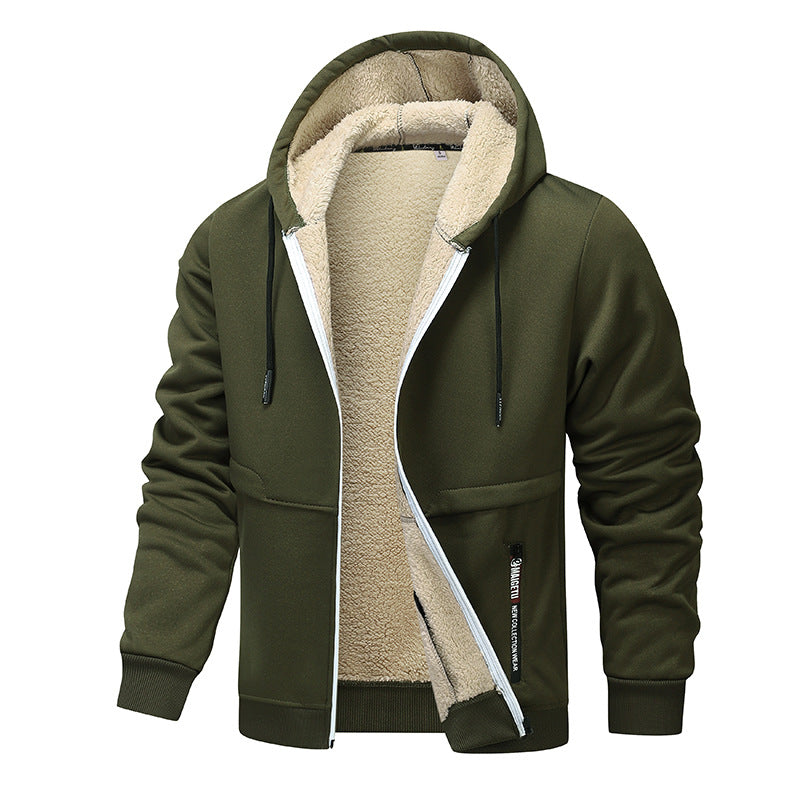 Thick Loose Sherpa Hoodie Work Jacket for Laborers