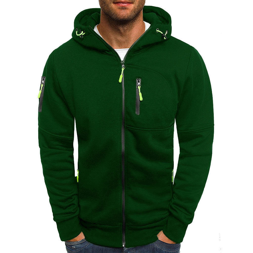 New Oversized Men's Sport Fitness Jacket Casual Arm Zipper Hoodie Open-Front Coat