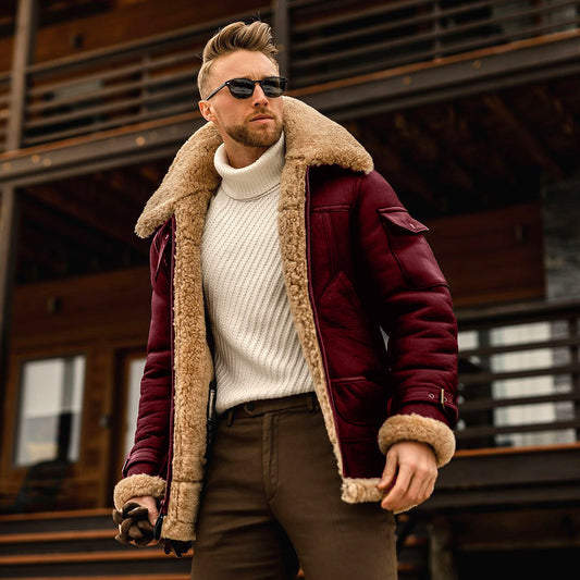 Men's Warm Faux Fur-Lined Thick Padded Jacket