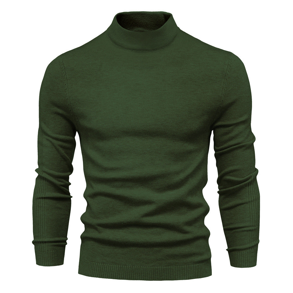 2025 Men’s Thick & Warm Sweater - Slim Fit Mid-Neck Knit Pullover in Multiple Colors
