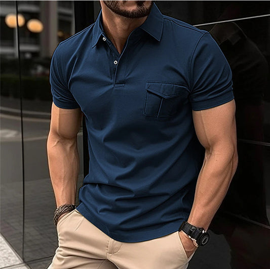 Autumn New Men's Polo Shirt Pocket Men's Sport Polo Shirt