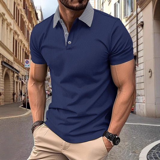 Spring Summer New Men's Wear Men's Polo Shirt Print Short Sleeve Button Turn-Down Collar T-Shirt Casual Top