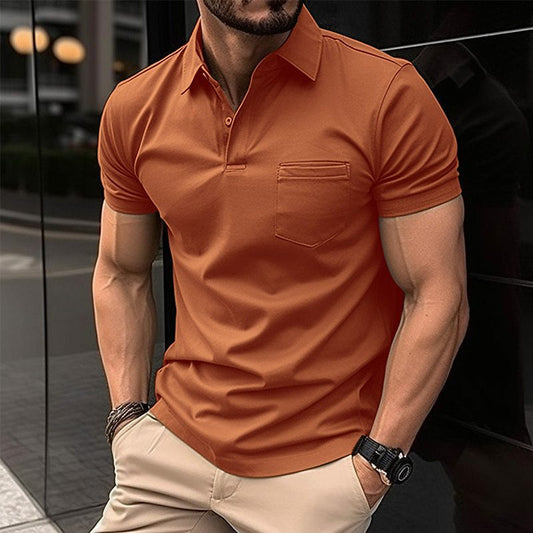 Summer Polo Shirt Button Pocket Men's Sport Polo Shirt