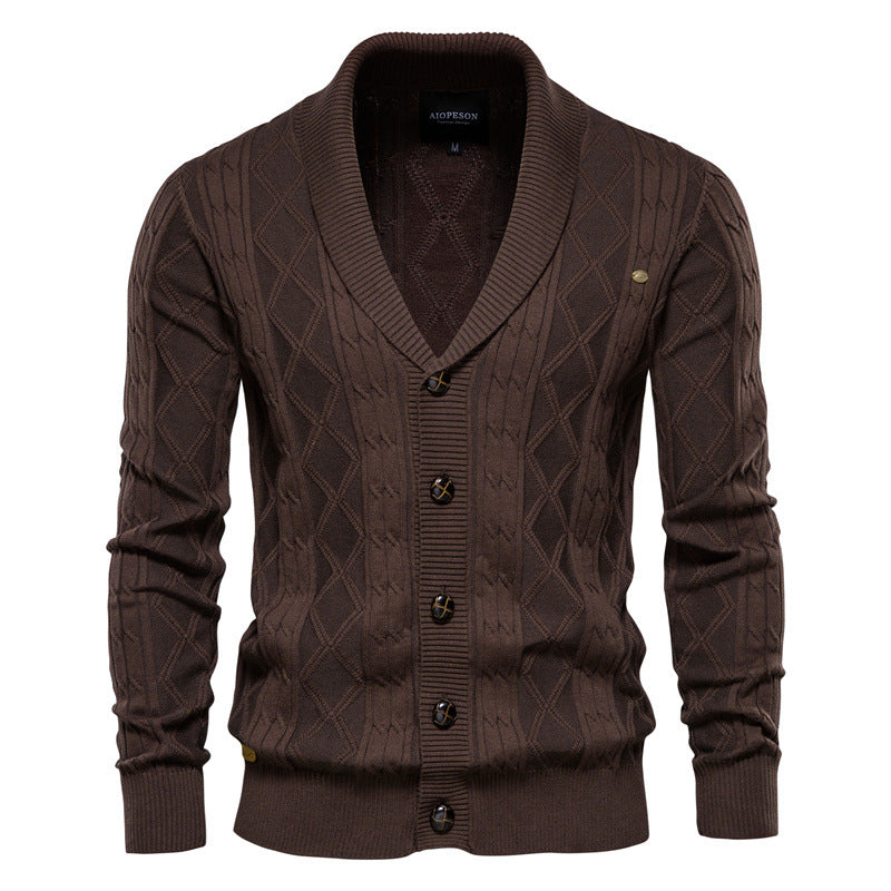 2025 Men’s V-Neck Cardigan Sweater - Trendy Thick Knit Pullover, Long Sleeve Cardigan Jacket for Men