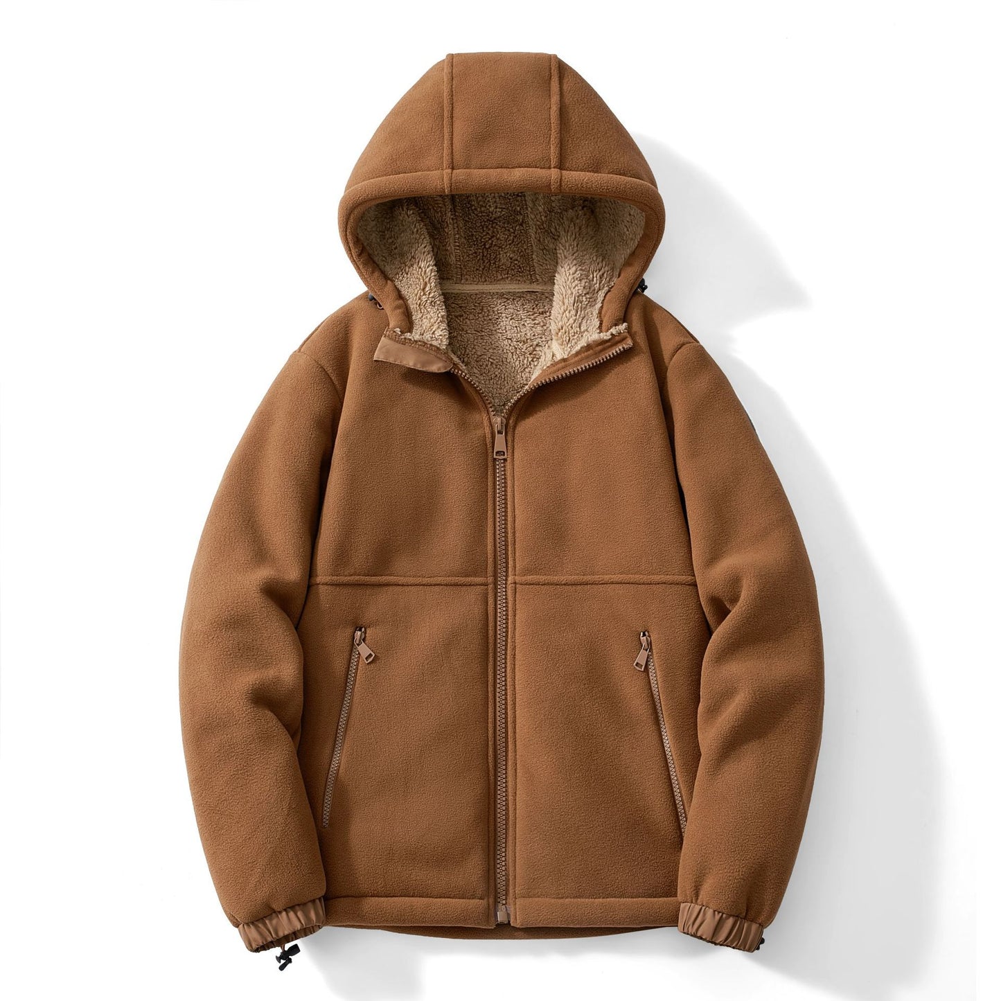 Men's Fleece Jacket New Heavyweight Casual Sherpa-Lined Warm Zip-Up Hoodie