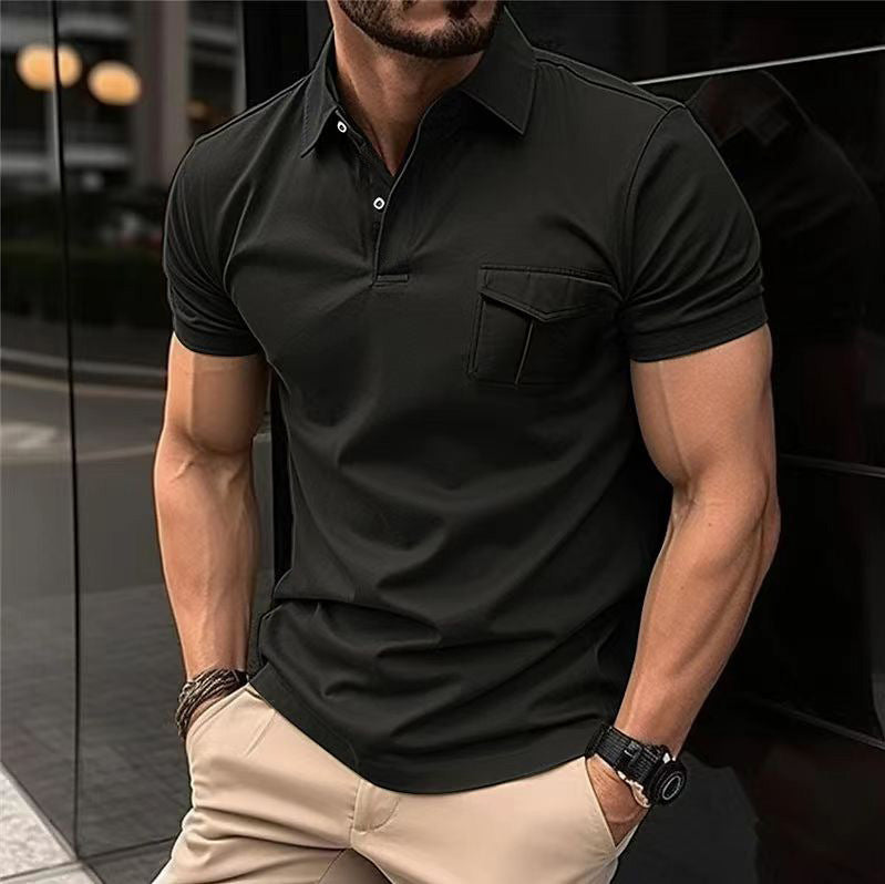 Autumn New Men's Polo Shirt Pocket Men's Sport Polo Shirt