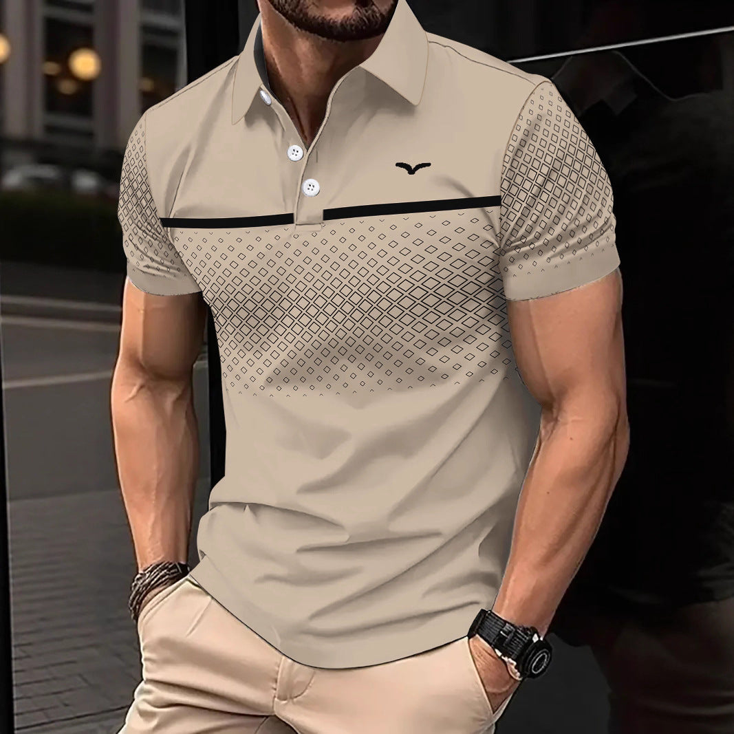 New Summer New Fashion Trendy Casual Logo Polka Dot Men's Short Sleeve Polo Shirt
