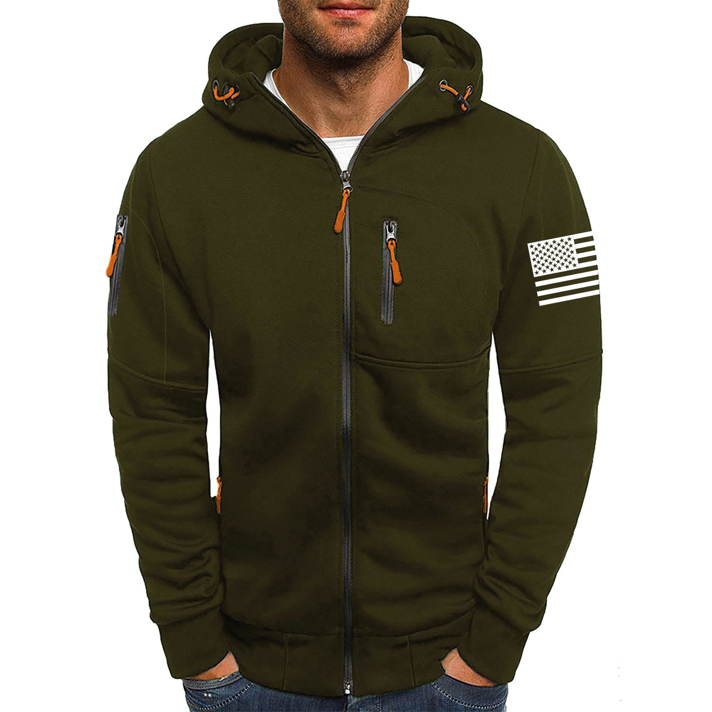 Men's Fitness Zip-Up Hoodie Sporty Casual Pullover