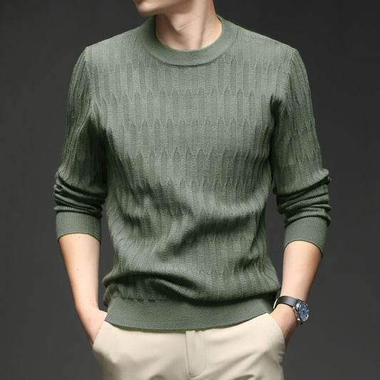 Round Neck Jacquard Knit Sweater – New Long-Sleeve Base Layer