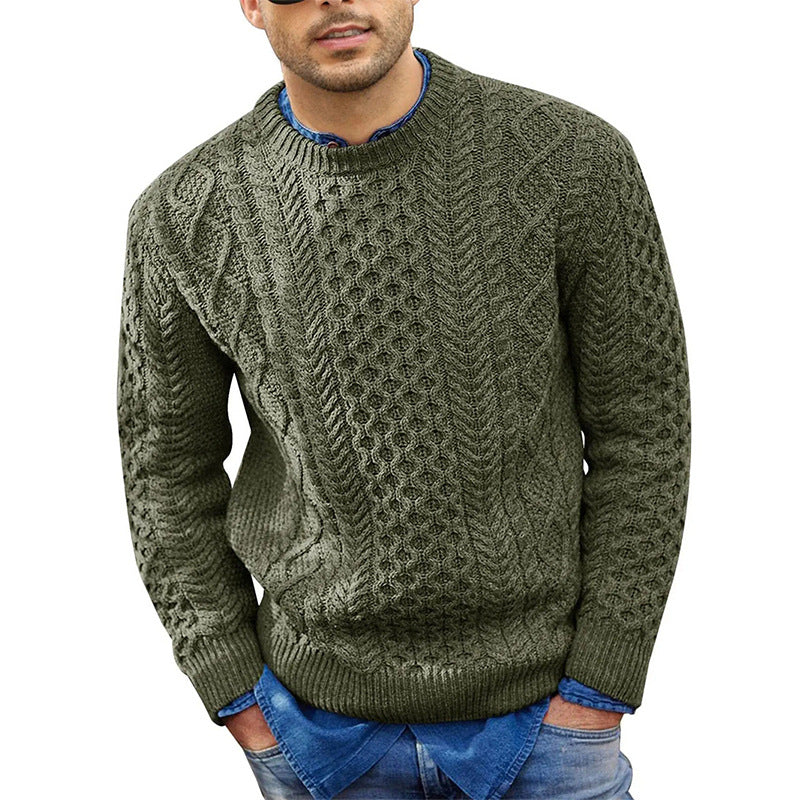 Pink Men’s Slim Fit Cable Knit Pullover – Fashionable Men’s Wear