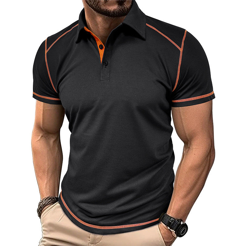New Summer Men's Wear Short Sleeve Polo Shirt Men's Color-Block Turn-Down Collar Polo Shirt Men