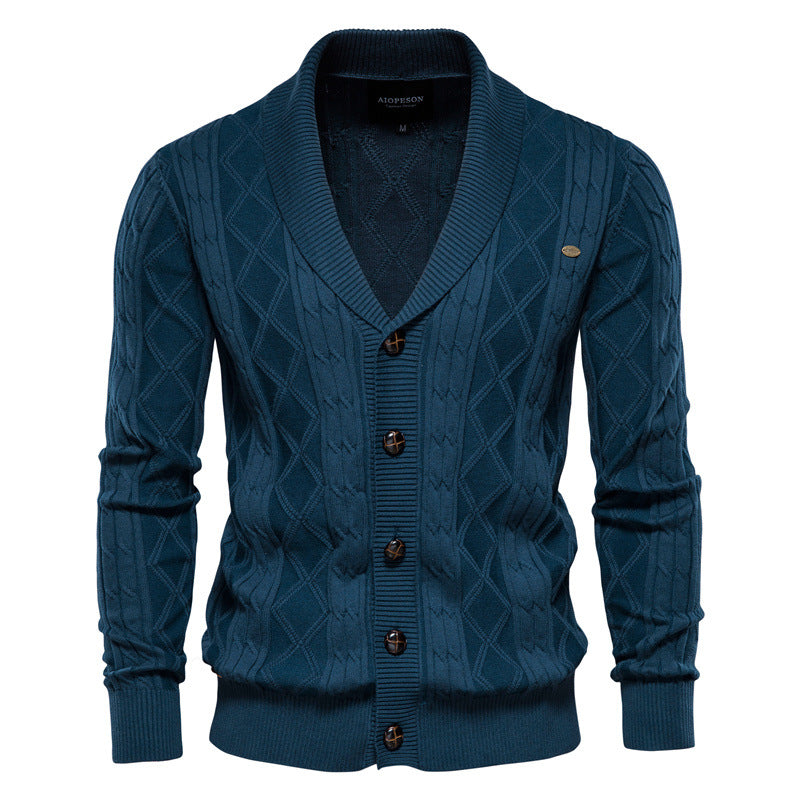 2025 Men’s V-Neck Cardigan Sweater - Trendy Thick Knit Pullover, Long Sleeve Cardigan Jacket for Men