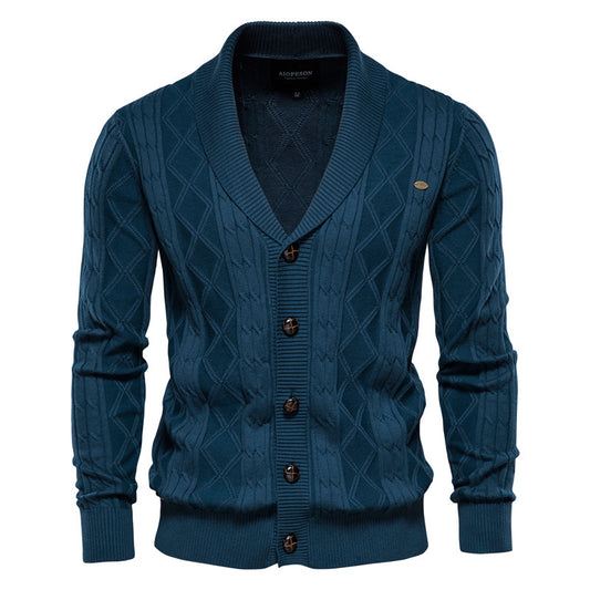 Men's Cardigan V-Neck Long-Sleeve Thickened Knit Sweater, Japanese-Style Open-Front Jacket