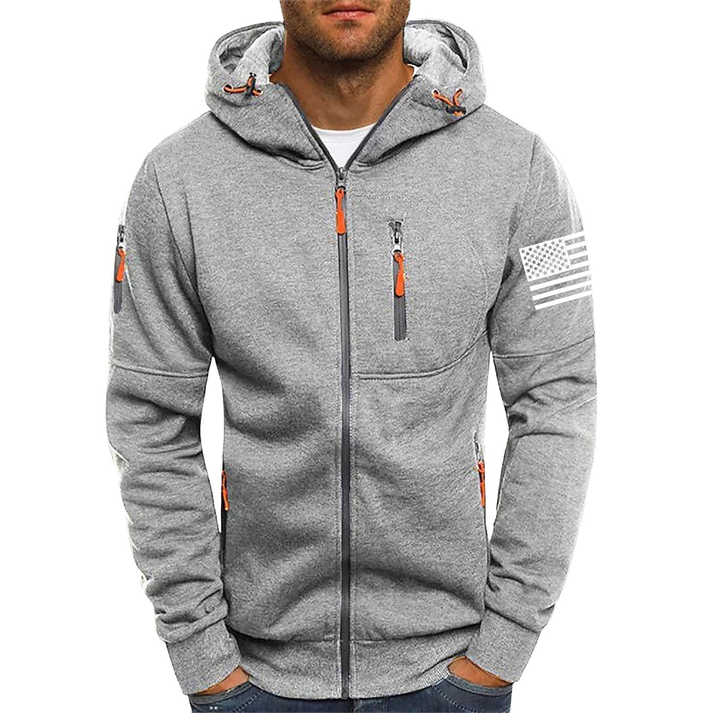 Men's Fitness Zip-Up Hoodie Sporty Casual Pullover