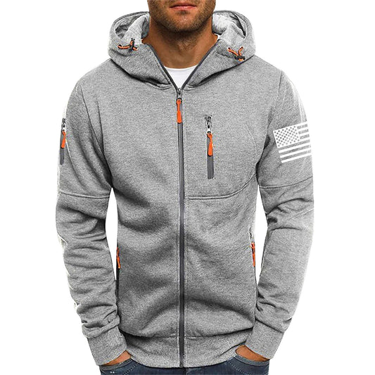 Men's Fitness Zip-Up Hoodie Sporty Casual Pullover