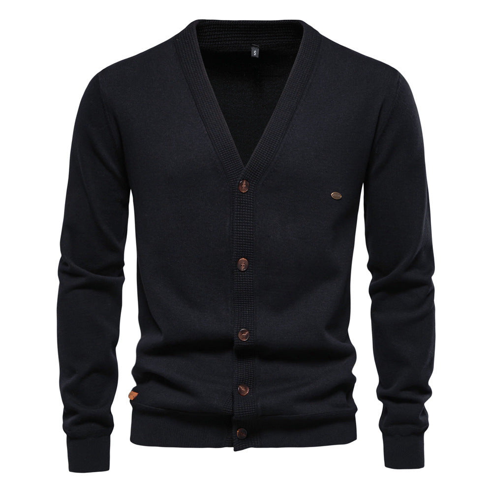 2025New Fall & Winter Men’s Cardigan Sweater - High-Quality Business Casual Solid Color Knitwear