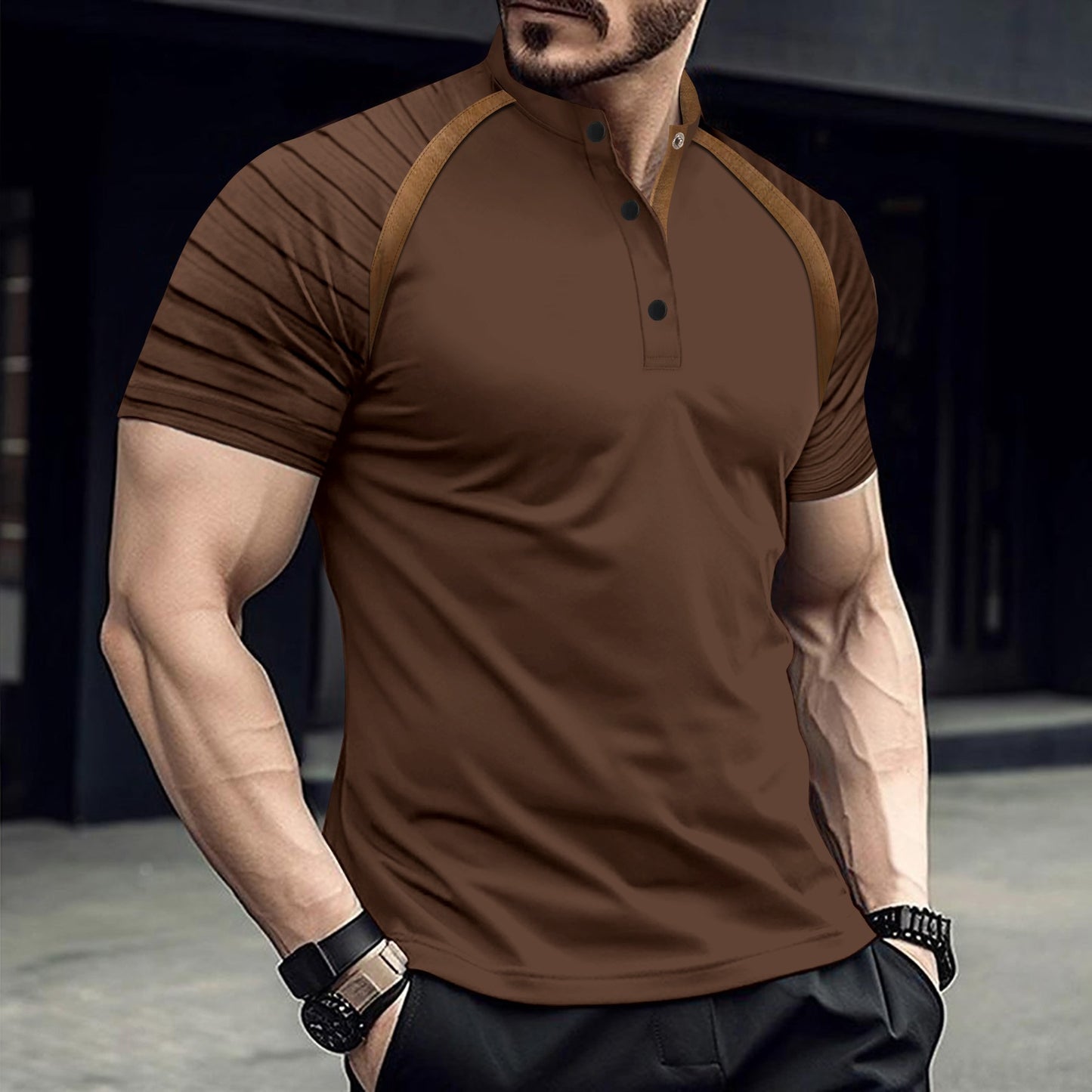 Ins Summer Polo Shirt Arm Stripe Men's Sport Polo Shirt