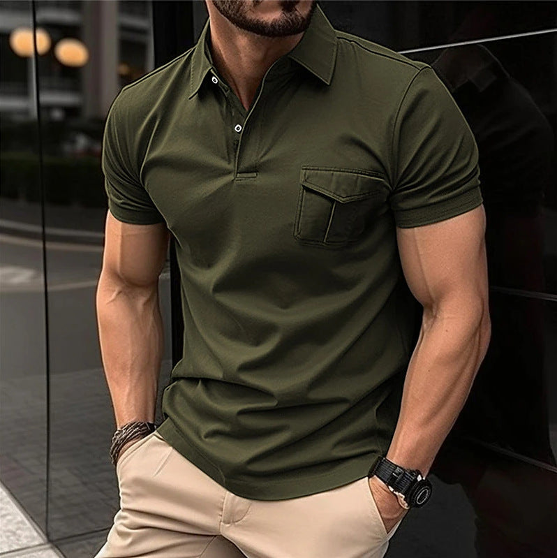 Autumn New Men's Polo Shirt Pocket Men's Sport Polo Shirt