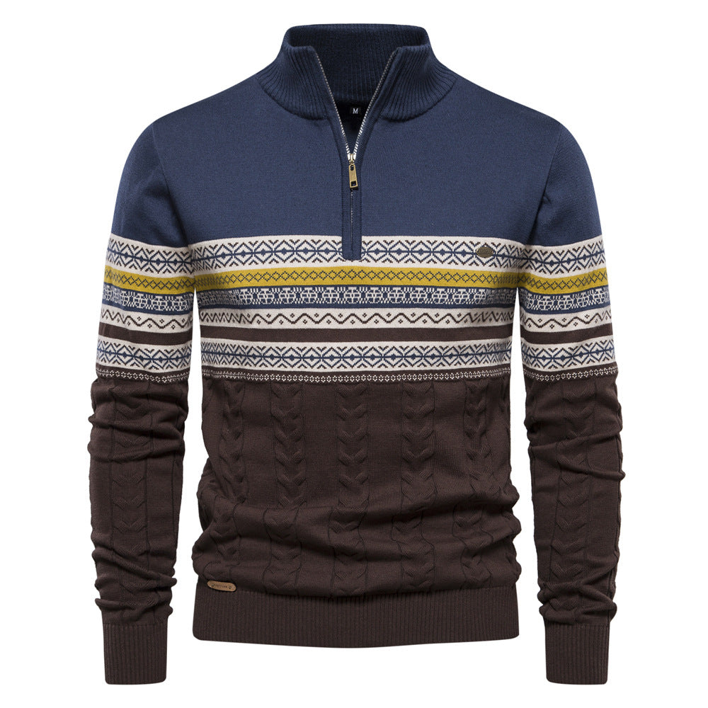 New Trendy Stand Collar Men's Sweater Half-Zip Knit Premium Versatile Men's Wear
