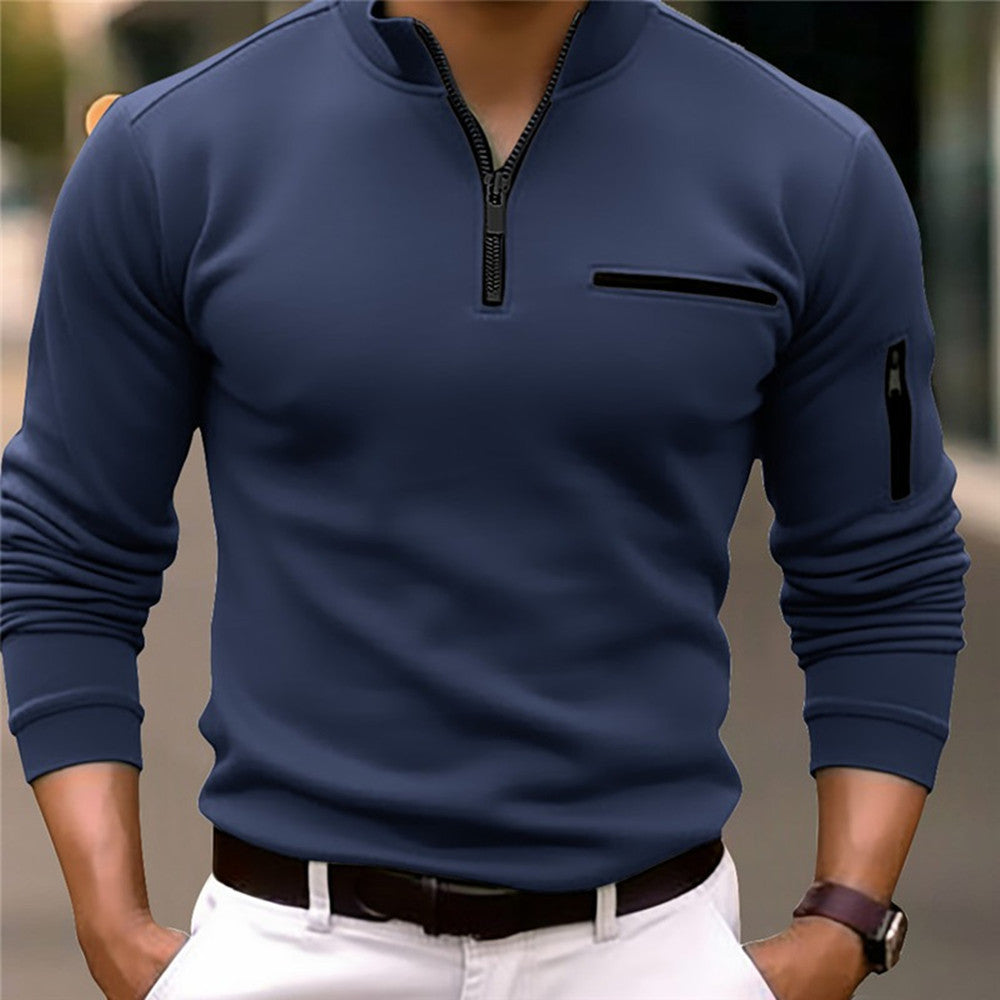 Spring Autumn Polo Shirt Arm Zipper Men's Sport Polo Shirt