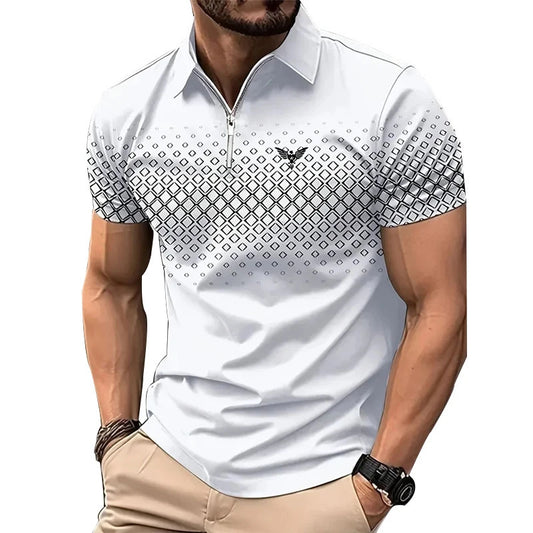 Casual Sport 3D Polo Turn-Down Collar Business Casual Men's Print Men's Wear Summer Short Sleeve Shirt Polo