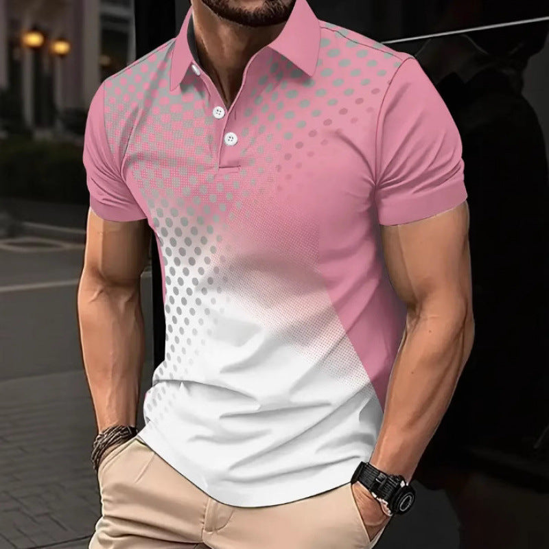 Hot Item Irregular Pattern Gradient Dyed Golf Men's Button Polo Shirt