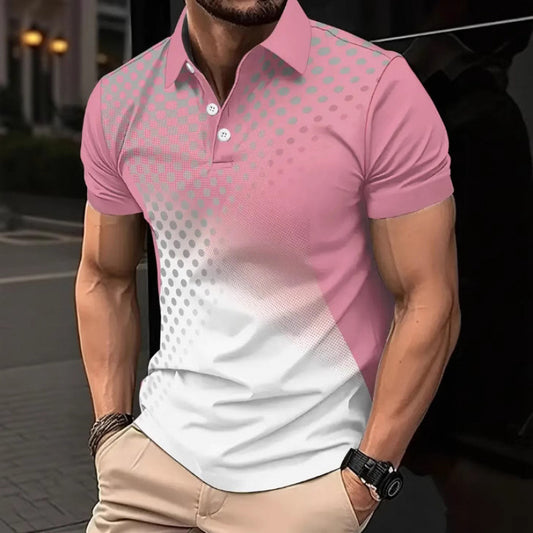 Hot Item Irregular Pattern Gradient Dyed Golf Men's Button Polo Shirt